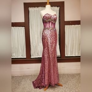 Lavender Sequin Netting Gown